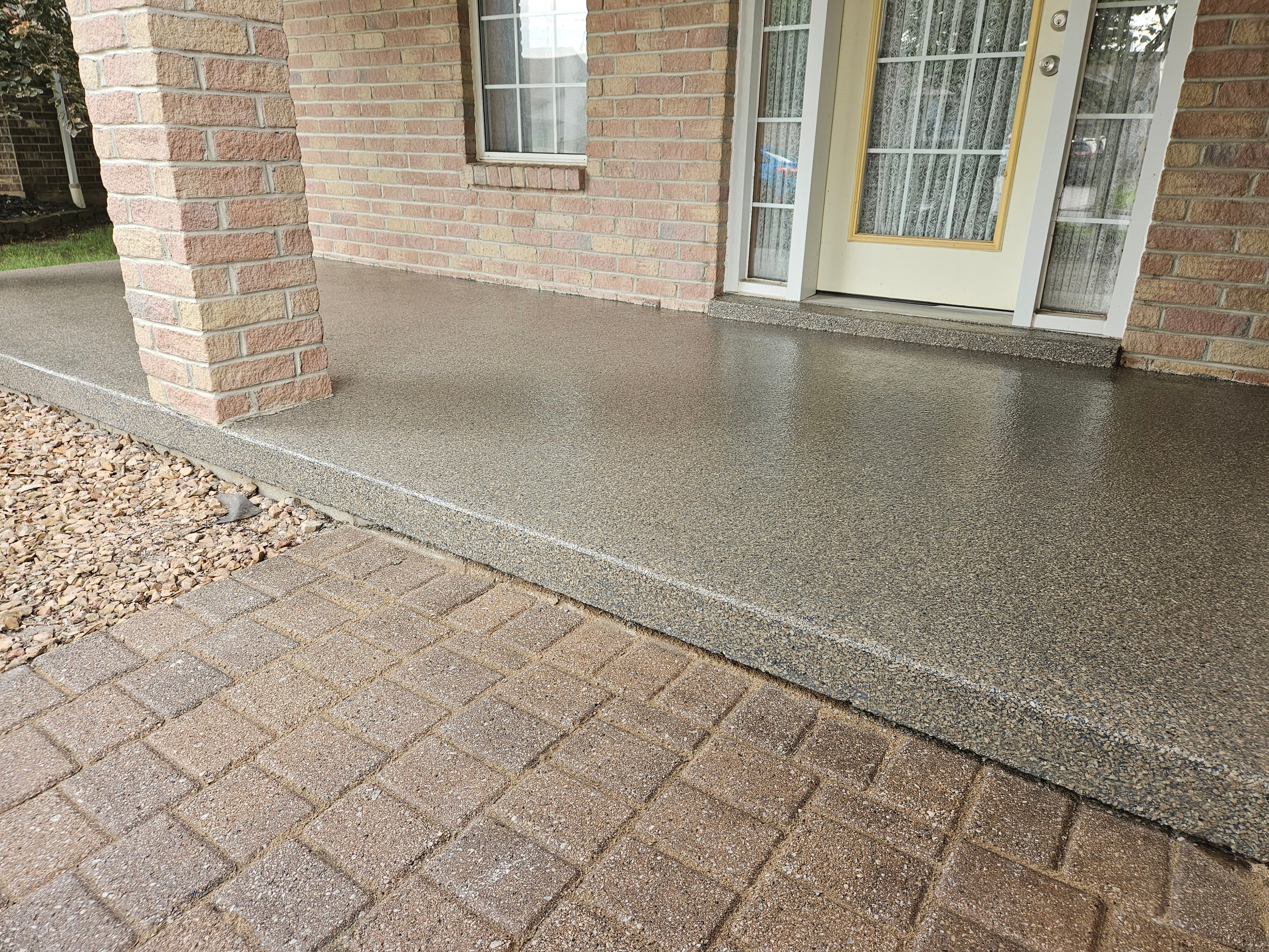 Concrete porch coated and sealed with a durable non-slip finish in Windsor Ontario by Preferred Coating Solutions